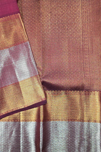 Rich Maroon Kanchipuram Silk Saree with Dual Color Border