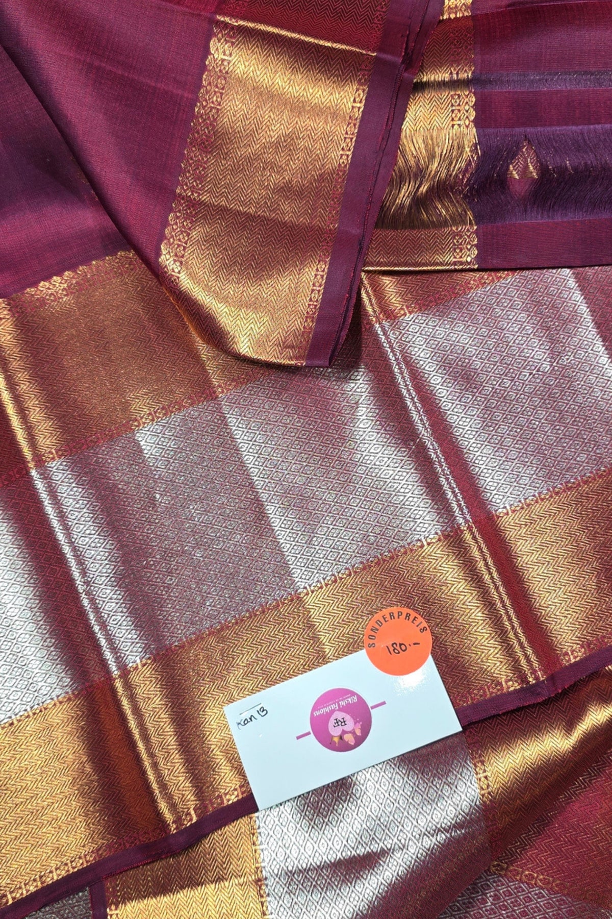 Rich Maroon Kanchipuram Silk Saree with Dual Color Border