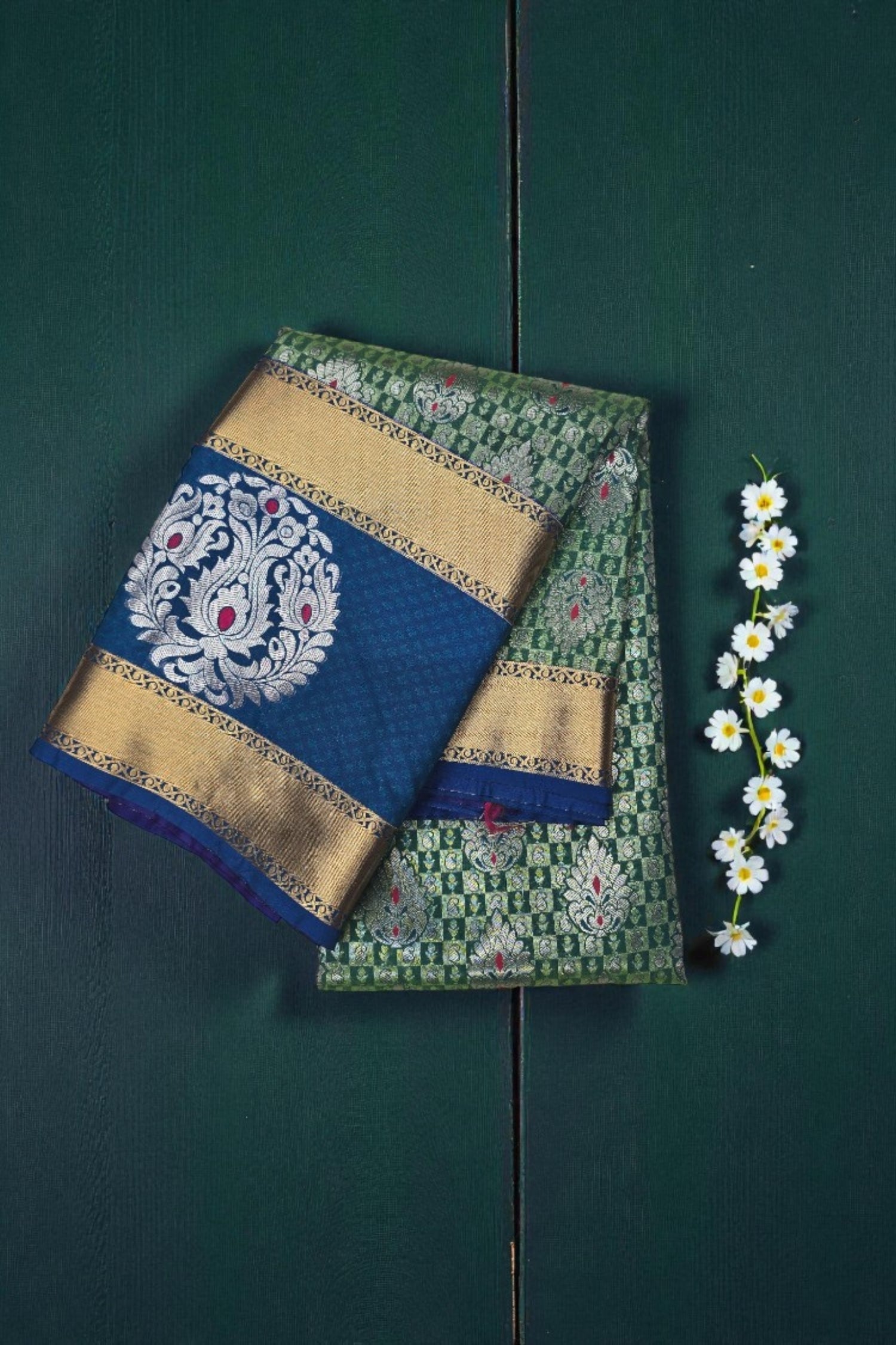 Elegant Patrick Blue Semi Silk Saree with Sea Green Pallu