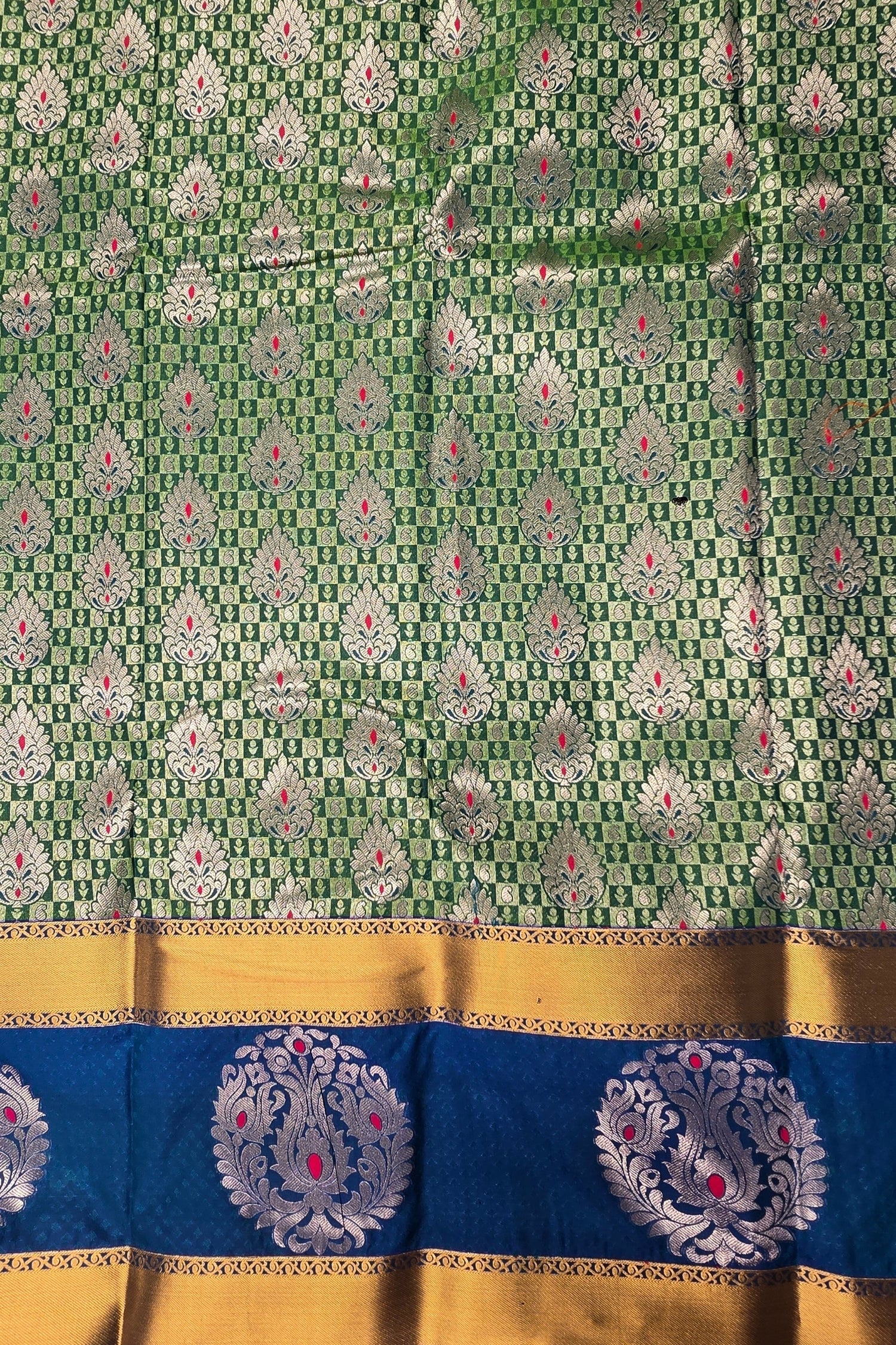 Elegant Patrick Blue Semi Silk Saree with Sea Green Pallu