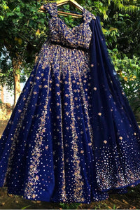 Oxford Blue Lehenga with Full Work