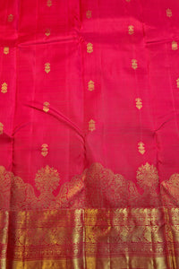 Crimson Red Silk Saree with Ornate Gold Zari Brocade Pattern