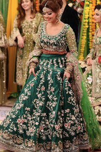 Dark Green Lehenga with Full Stone Work