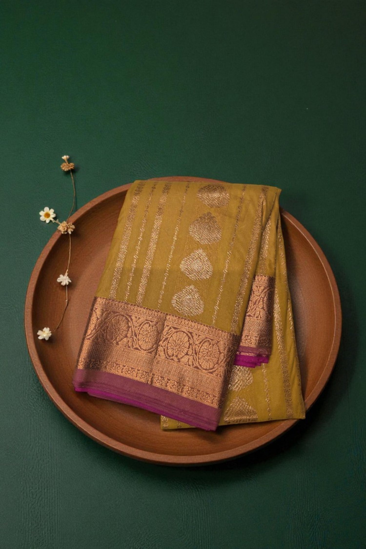 Radiant Gold Semi Silk Saree with Pink Pallu