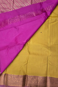 Radiant Gold Semi Silk Saree with Pink Pallu