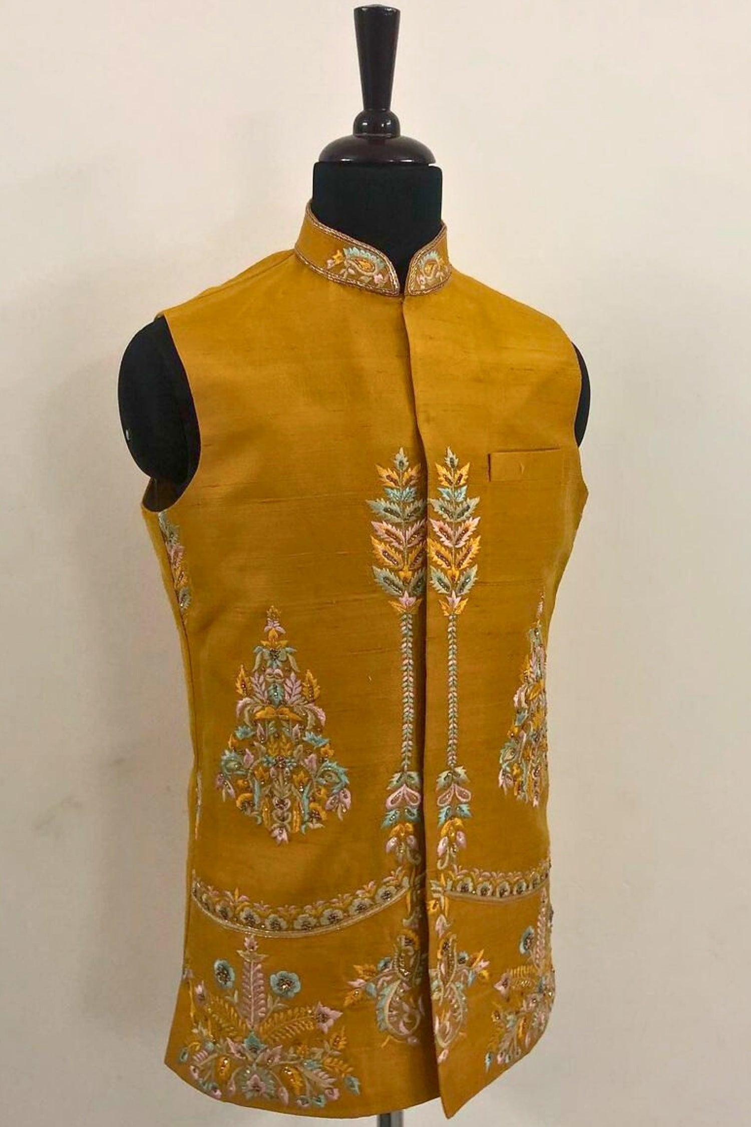 Radiant Charm – Yellow Sherwani Coat