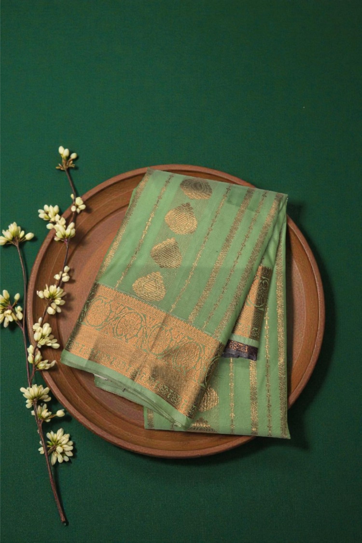 Elegant Olivine Green Semi Silk Saree