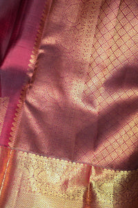 Maroon Dual Tone Silk Saree with Intricate Gold Zari Brocade Work & Small Gold Motifs