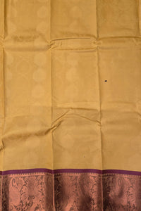 Yellow with Maroon Border Semi Silk Saree