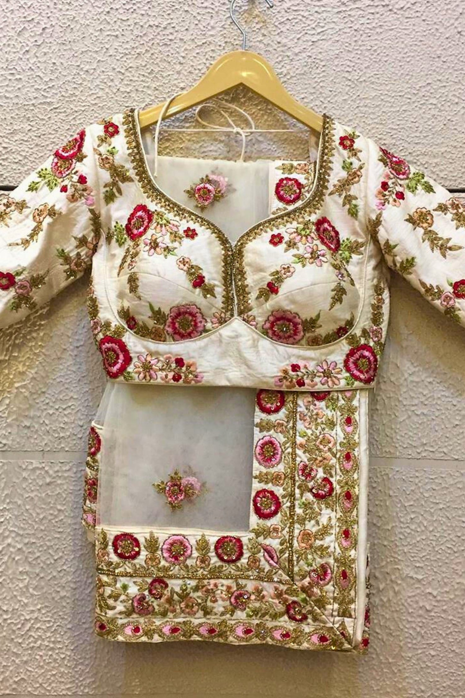 Blush Elegance White Floral Lehenga