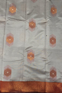 Tape Grey with Coffee Brown Border Semi Silk Saree