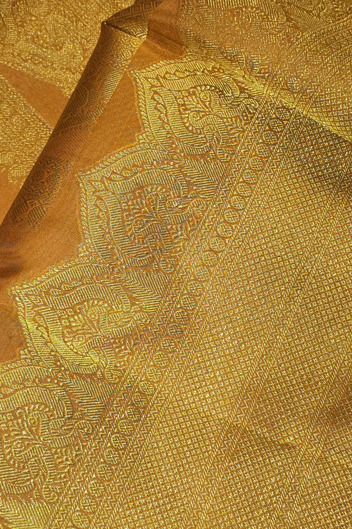 Orange Kanchipuram Silk Saree with Rich Gold Border