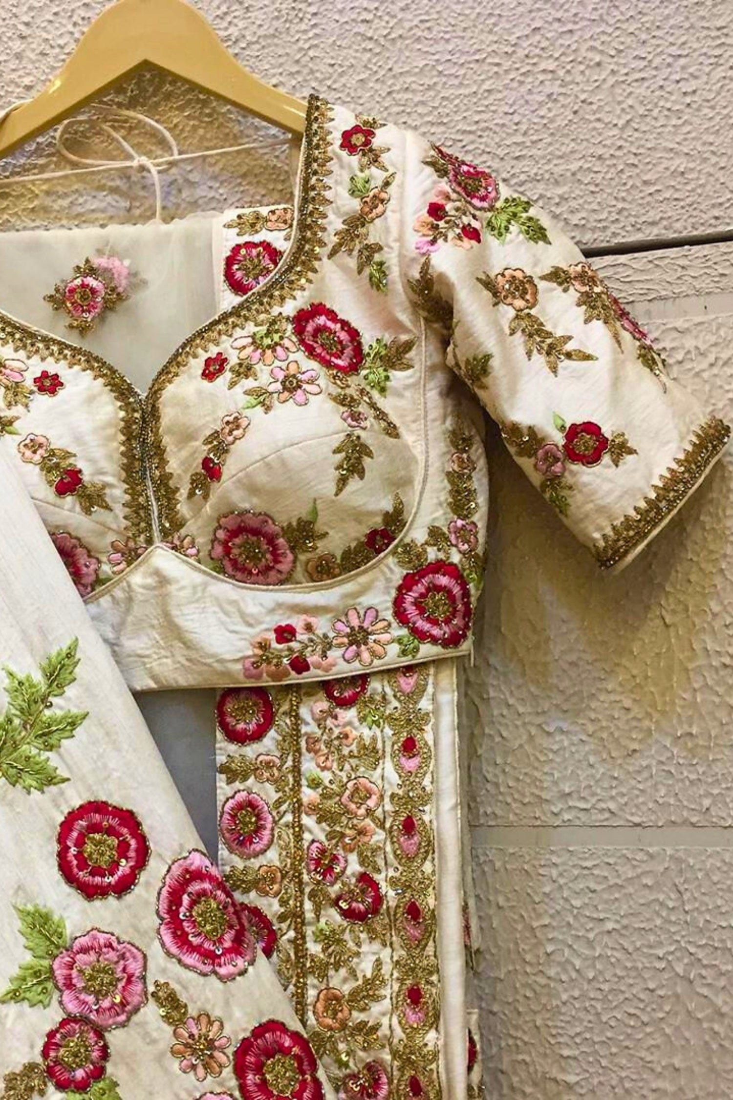 Blush Elegance White Floral Lehenga
