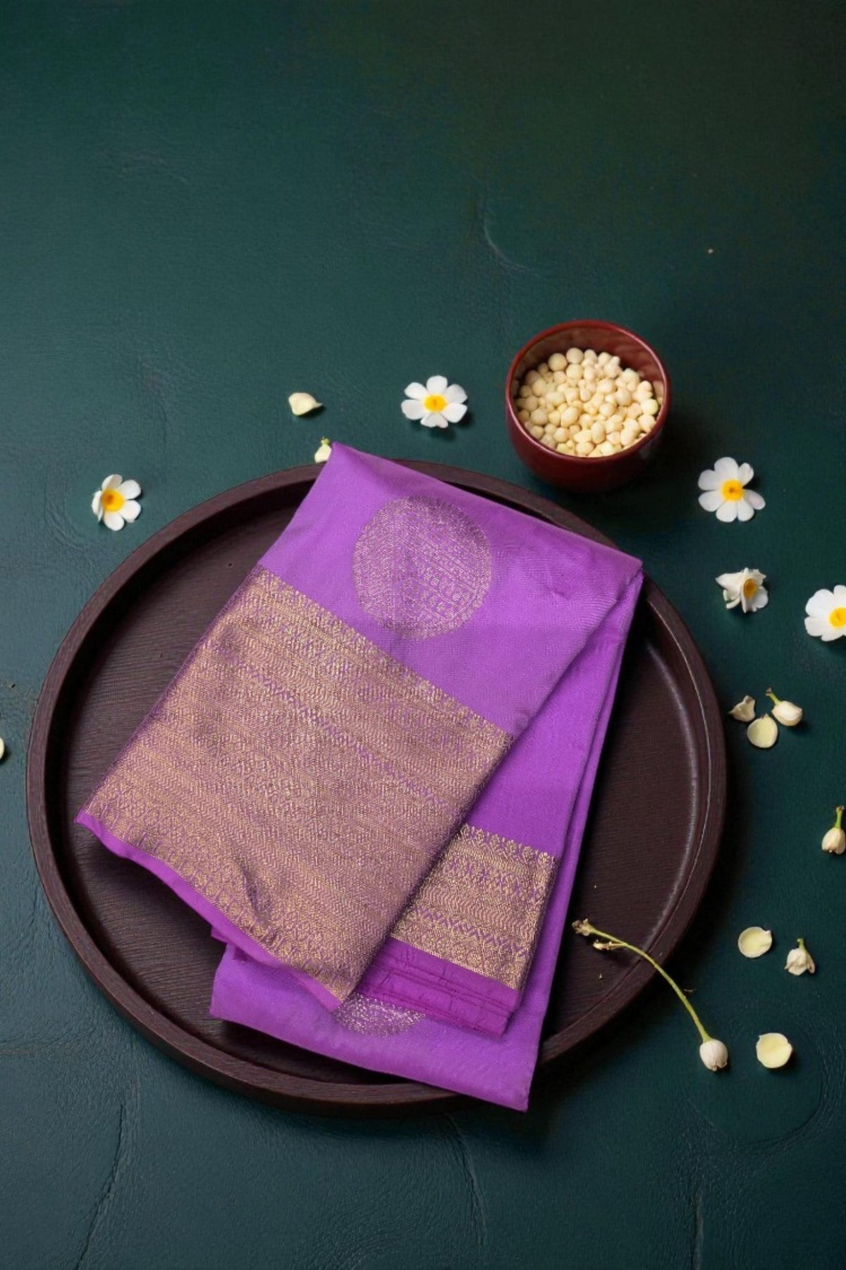 Lavender Semi Silk Saree
