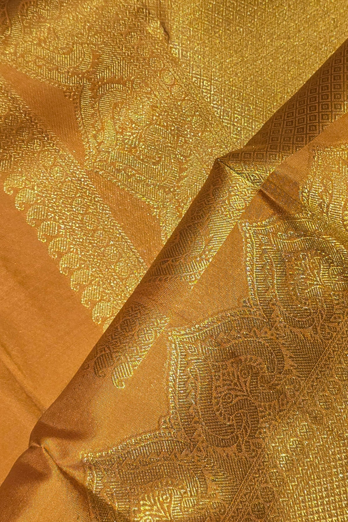 Orange Kanchipuram Silk Saree with Rich Gold Border