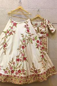 Blush Elegance White Floral Lehenga