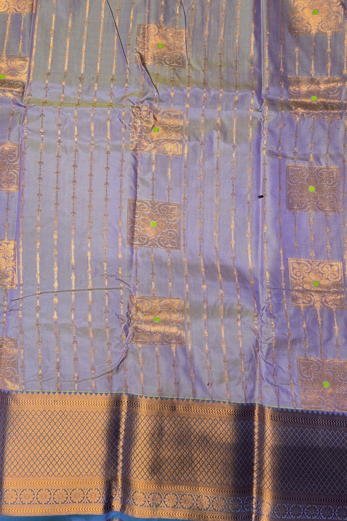 Purple with Apple Green Pallu Semi Silk Saree