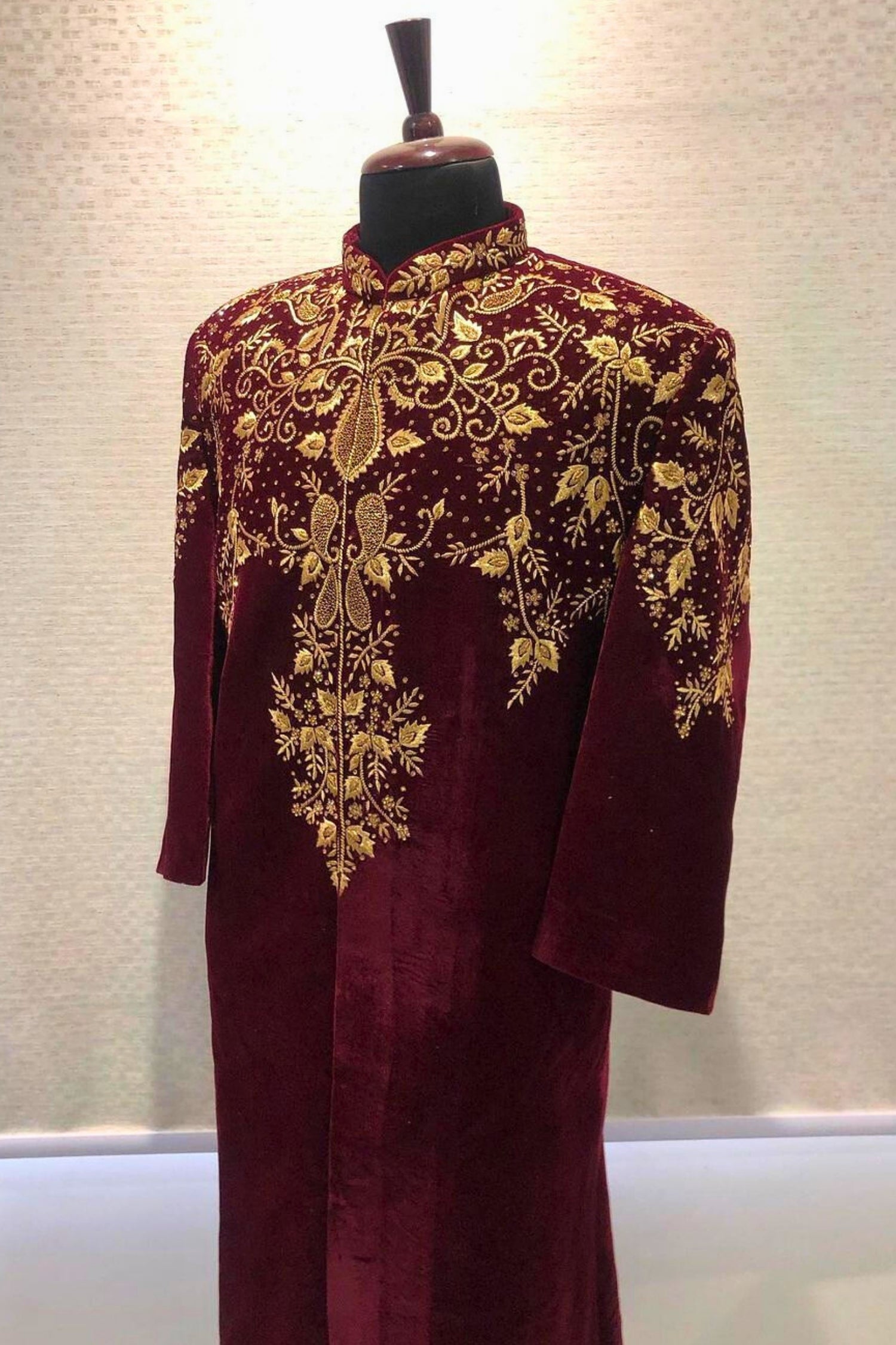 Maroon Worked Sherwani – Regal Grandeur for the Modern Groom