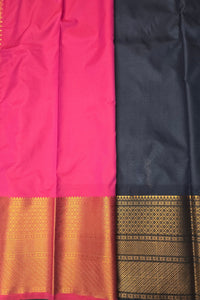 Pink and black sarees with gold zari borders