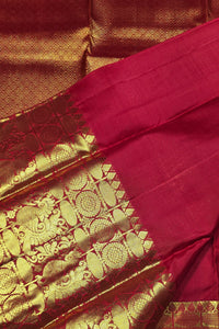 Crimson Red Kanchipuram Silk Saree with Gold Elegance