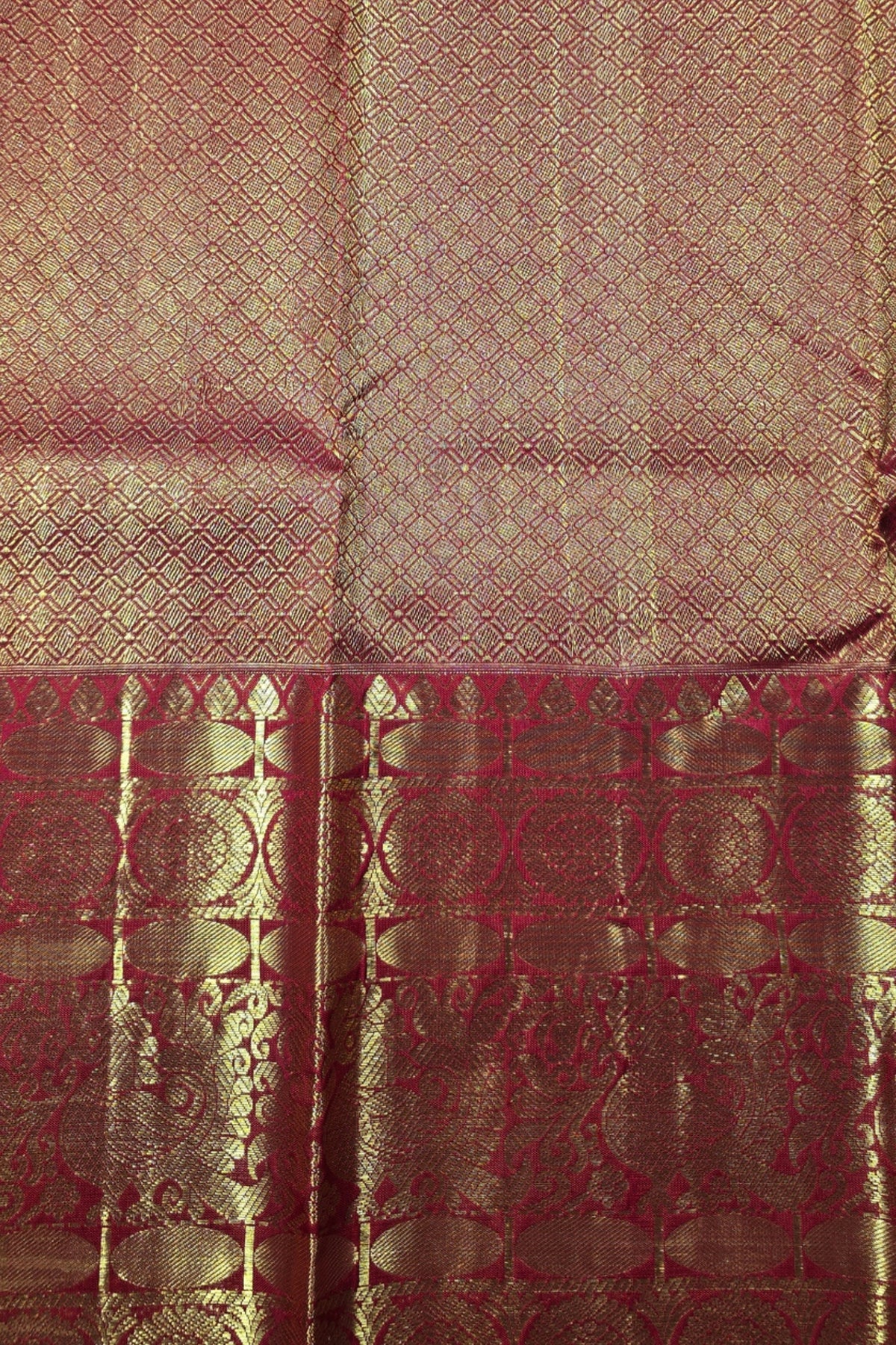 Crimson Red Kanchipuram Silk Saree with Gold Elegance