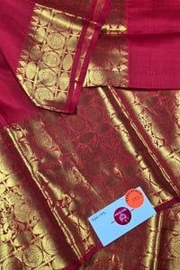 Crimson Red Kanchipuram Silk Saree with Gold Elegance