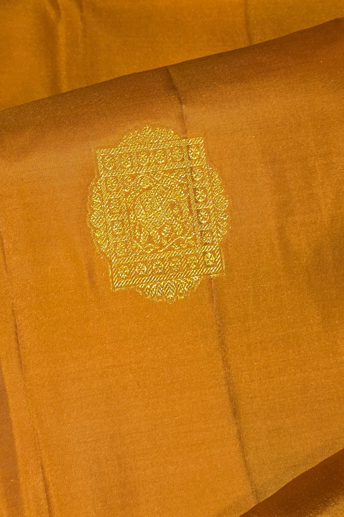 Orange Kanchipuram Silk Saree with Rich Gold Border
