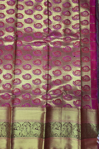 Pastel Grey with Pink Pallu Semi Silk Saree