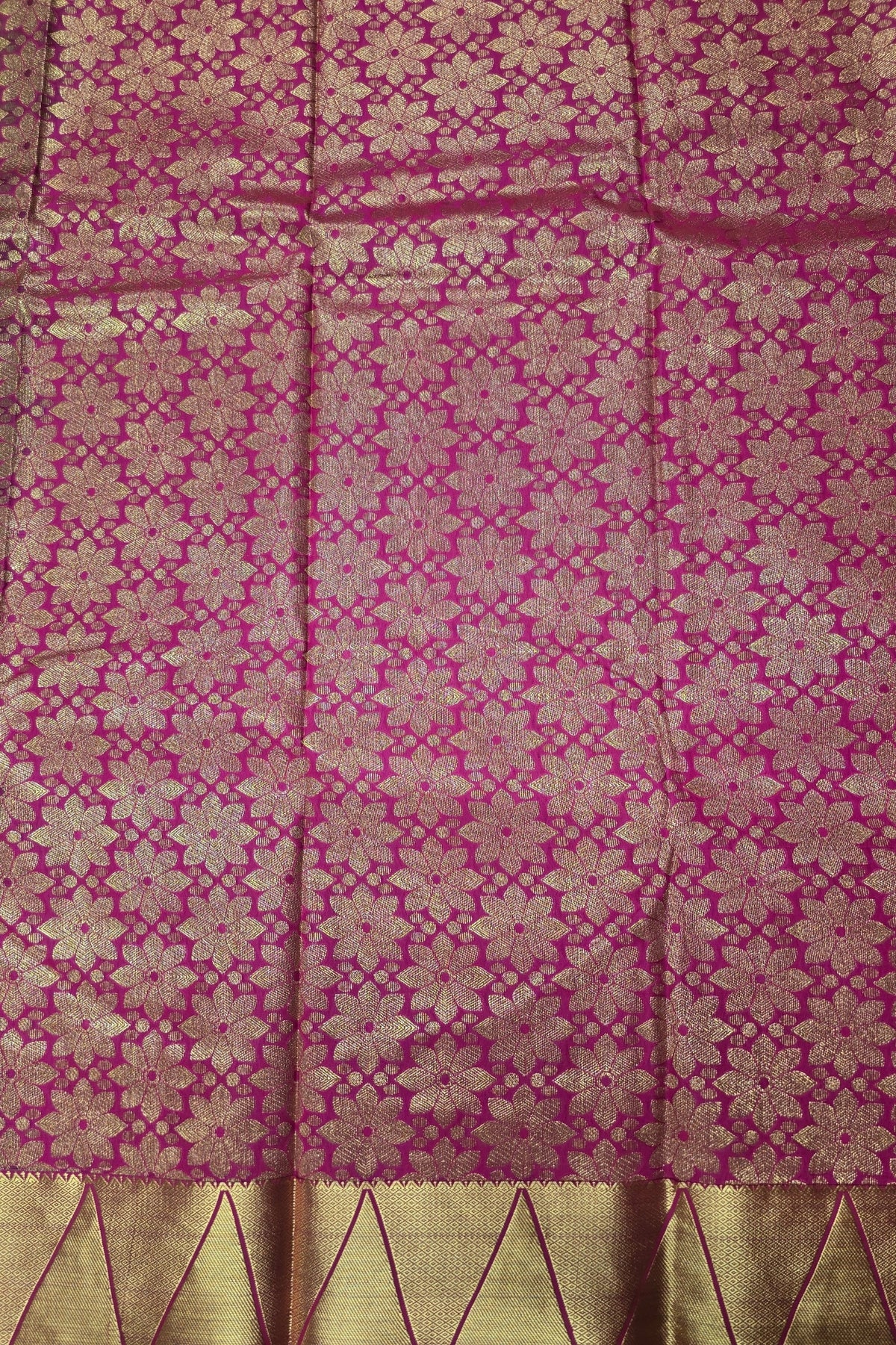 Green with Pink Border Semi Silk Saree