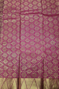 Green with Pink Border Semi Silk Saree