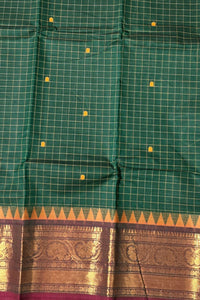 Classic Dark Green Cotton Saree with Maroon Border