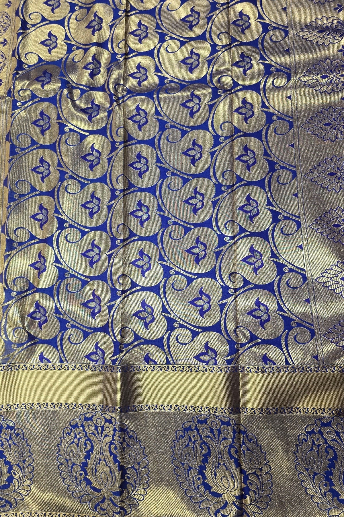 Beige  Semi Silk Saree with Blue Pallu