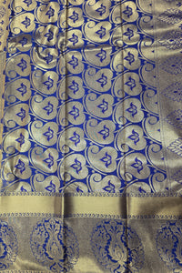 Beige  Semi Silk Saree with Blue Pallu