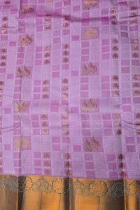 Purple Patterned Semi Silk Saree with Blue Pallu