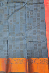 Purple Patterned Semi Silk Saree with Blue Pallu