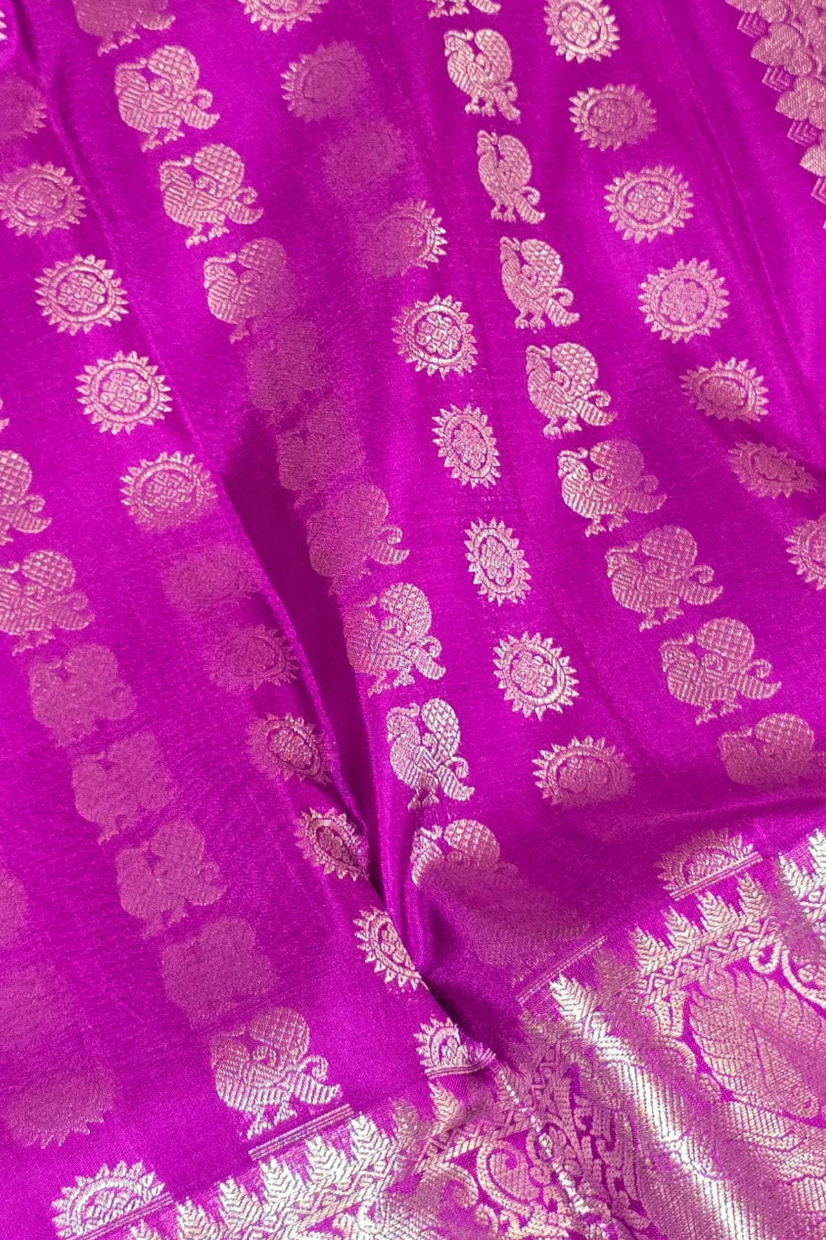 Pink Kanchipuram Silk Saree with Rich Green Border