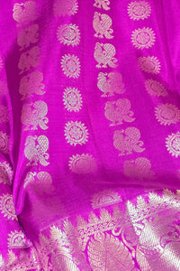 Pink Kanchipuram Silk Saree with Rich Green Border