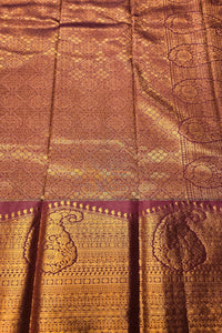 Elegant Green Semi Kanchi Silk Saree with Royal Purple Border