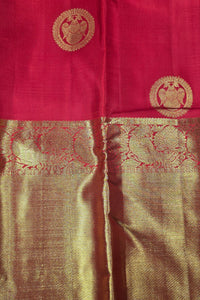 Radiant Red Kanchipuram Silk Saree with Gold Zari Elegance