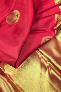 Radiant Red Kanchipuram Silk Saree with Gold Zari Elegance
