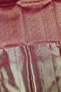Radiant Red Kanchipuram Silk Saree with Gold Zari Elegance