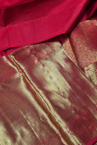Radiant Red Kanchipuram Silk Saree with Gold Zari Elegance