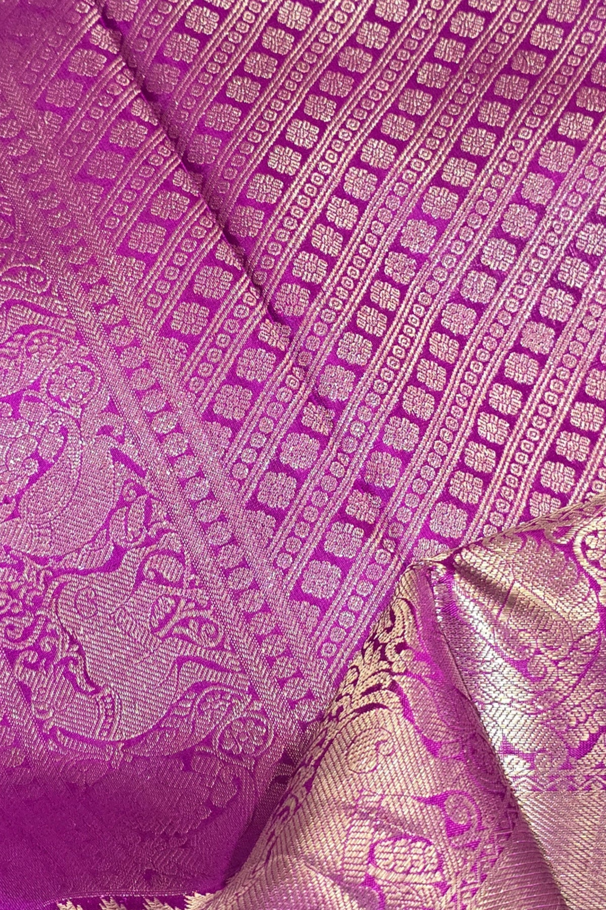 Pink Kanchipuram Silk Saree with Rich Green Border