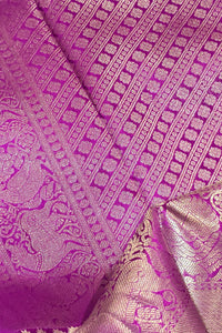 Pink Kanchipuram Silk Saree with Rich Green Border
