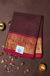 Elegant Coffee Brown Cotton Saree with Red Border