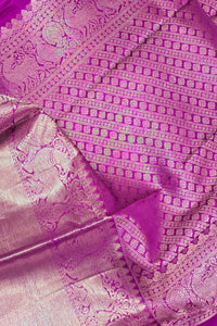 Pink Kanchipuram Silk Saree with Rich Green Border