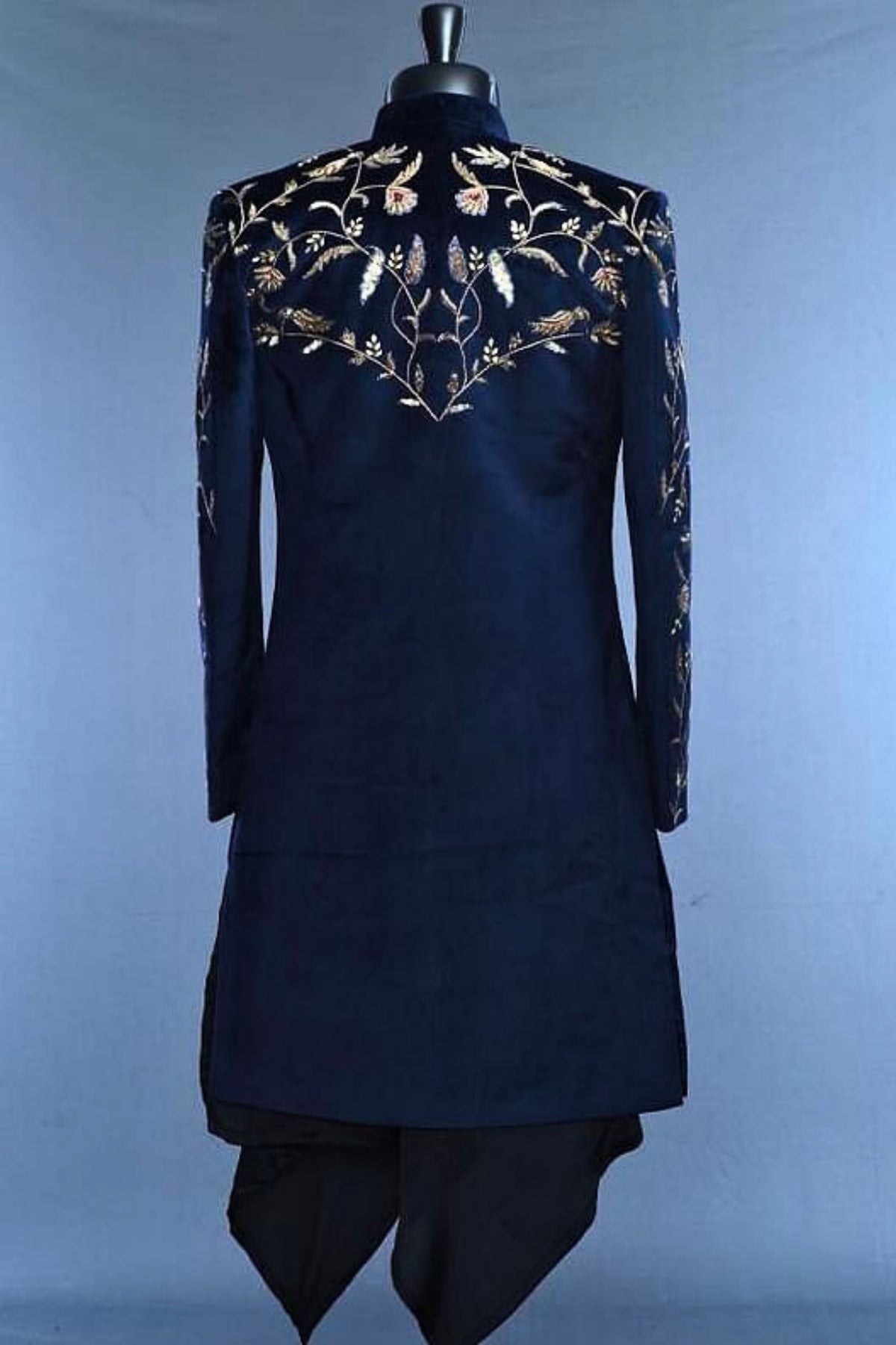 Dark Blue Bridal Sherwani with Intricate Embroidery