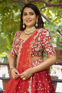 Royal Red Intricate Embroidered Lehenga