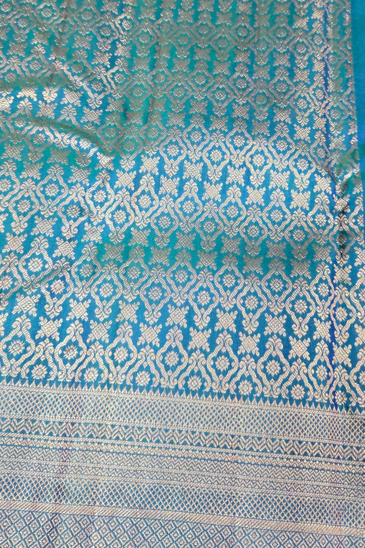 Sky Blue Kanchipuram Silk Saree with Rich Gold Border
