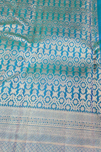 Sky Blue Kanchipuram Silk Saree with Rich Gold Border